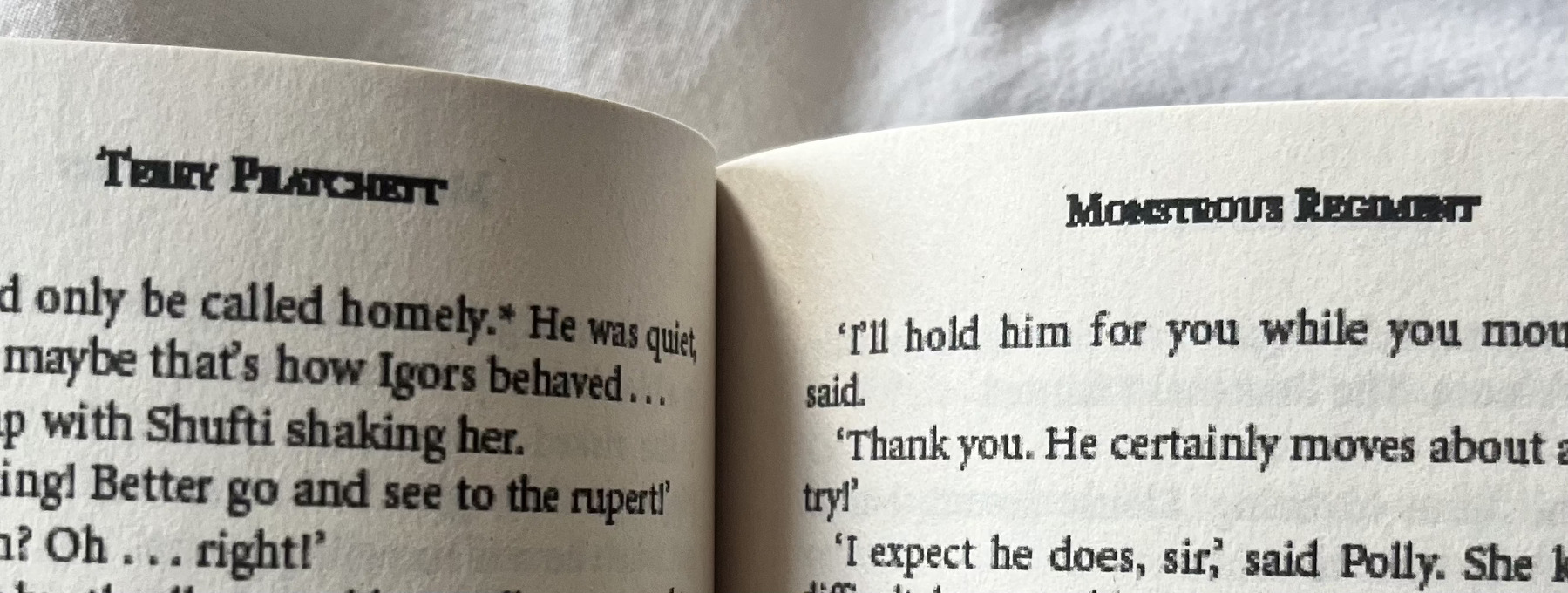 detail of two pages with print degraded to about ten pixels in height. Bold words are almost unreadable.
