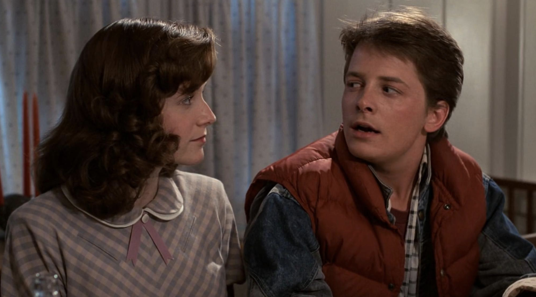 Marty talking with his mother as a teenager in 1955.
